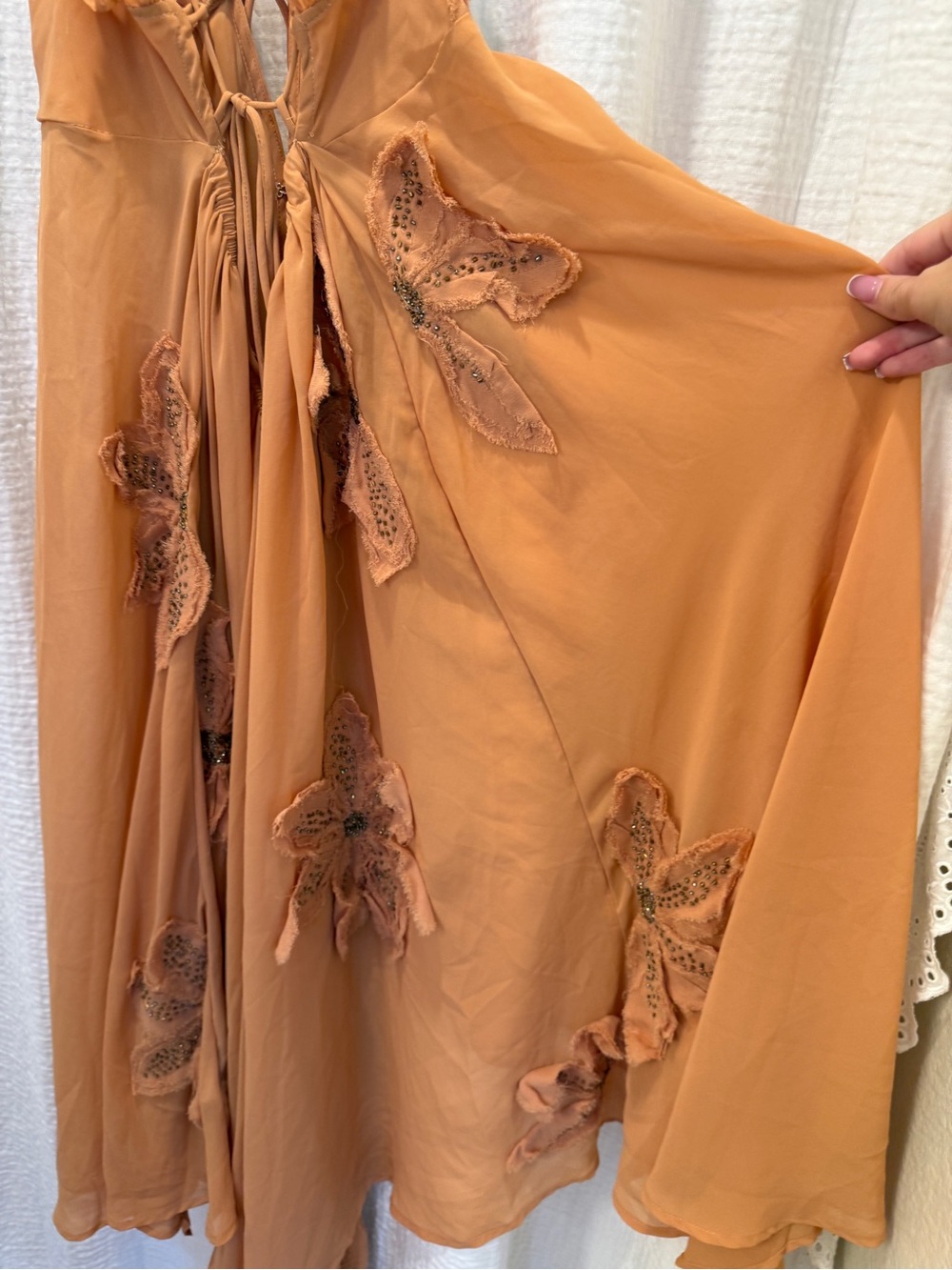 Free People Harlow Embellished Maxi Top High Low Dress - Orange - Size XL - Picture 11 of 13